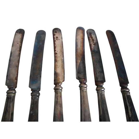 6 c1919 1847 Rogers Bros XS Triple Cromwell Pattern Knives Silver Plate - Picture 6 of 10